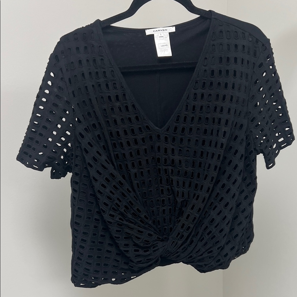 Carven Black Eyelet Women's Blouse